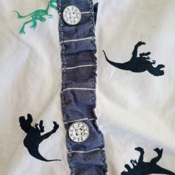 Dinosaur Print Kids Shirt - White and Blue - Picture 4 of 4
